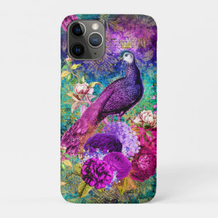 Vintage illustrierter Pfau-Grunge-Muster Case-Mate iPhone Hülle