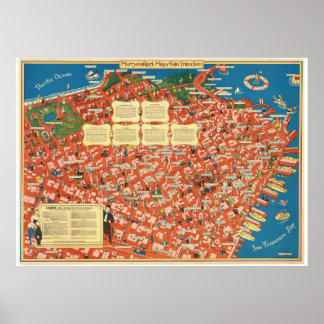 Vintage illustriertes San Francisco-Kartenposter 1 Poster