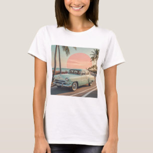 Vintage im Retro-Stil auf einer Küstenstraße T-Shirt