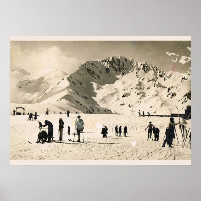 Vintage Image, Frankreich, Superbagnerie, Skifahre Poster (Vorne)
