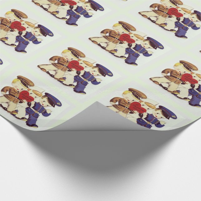 Vintage Image Military Valentine Gift Wrap Geschenkpapier (Ecke)