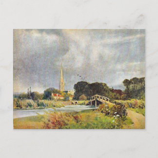 Vintage Image, Salisbury Kathedrale und Fluss, 190 Postkarte