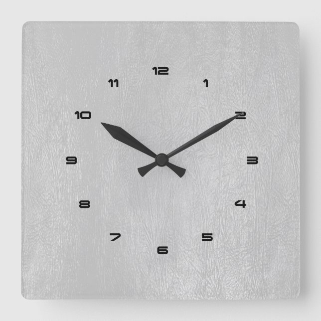 Vintage Imitat aus hellem Graue Ledertextur Quadratische Wanduhr (Vorderseite)