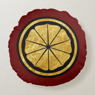 Vintage Imitate Gold Japan Seishinkai Mon Vector A Rundes Kissen