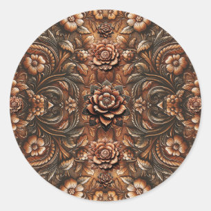 Vintage Imitate mit Blütenbesatz Runder Aufkleber