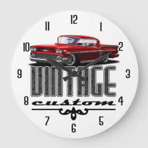 Vintage Impala-Rot-Garage Große Wanduhr
