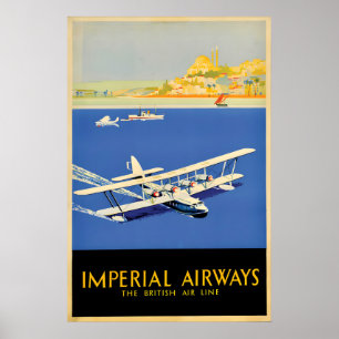 Vintage Imperial Airways Plakat Britische Fluggese