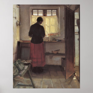 Vintage-Impressionismus, Pigen i Køkkenet, Ancher Poster