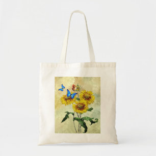 Vintage Impressionist-Sonnenblumen und Tragetasche