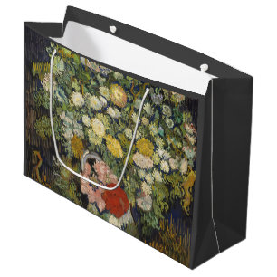 Vintage-impressionistischer Blumenstrauß Van Gogh Große Geschenktüte