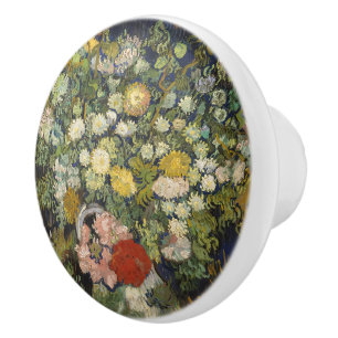 Vintage-impressionistischer Blumenstrauß Van Gogh Keramikknauf