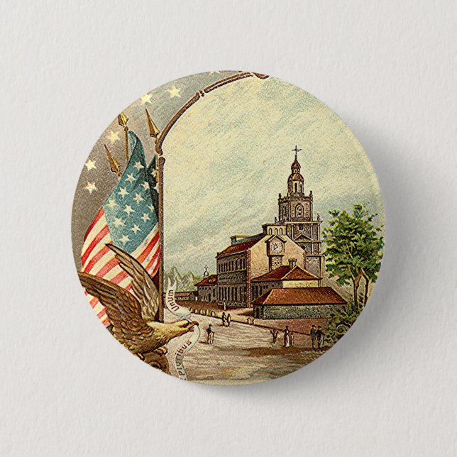 Vintage Independence Hall Button (Vorderseite)