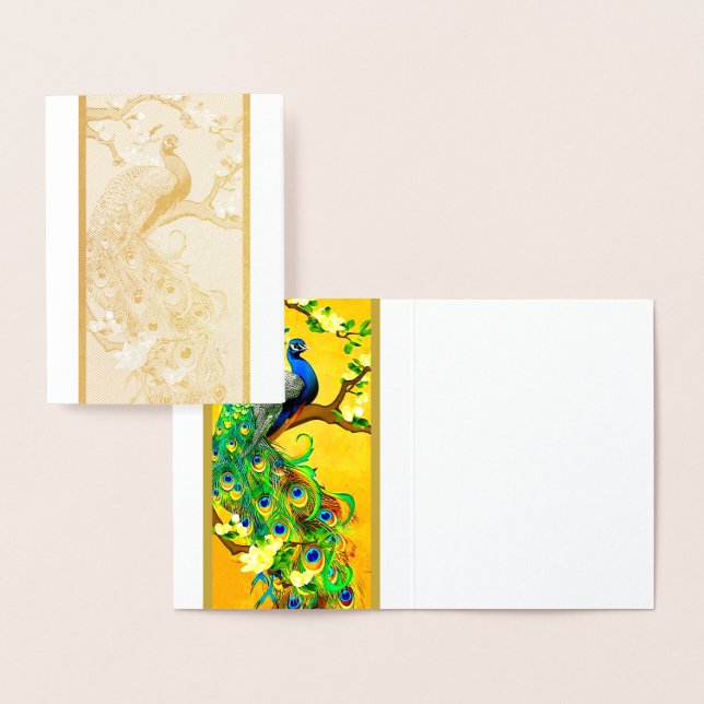 Vintage Indian Blue Peacock Holiday Card Folienkarte (Anzeige)