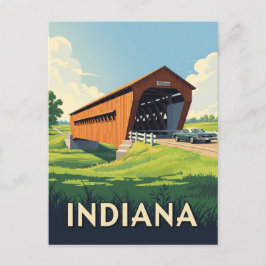 Vintage Indiana Covered Bridge Postkarte