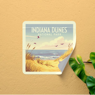 Vintage Indiana Dunes Nationalpark Quadratischer Aufkleber