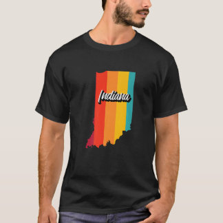 Vintage Indiana Retro 70s Stripes Indiana Us State T-Shirt