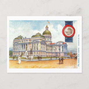 Vintage Indiana Statehouse/Kapitol mit Siegel Postkarte