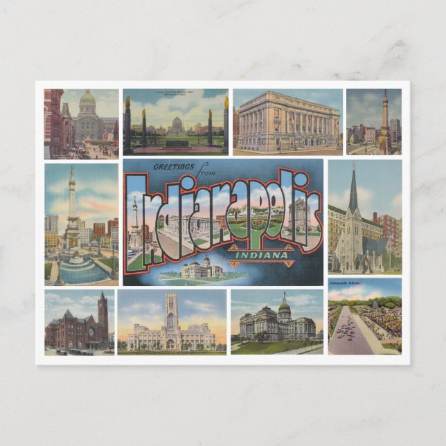 Vintage Indianapolis, Indiana Postcard Collage Postkarte (Vorderseite)