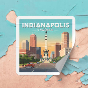 Vintage Indianapolis Indiana Quadratischer Aufkleber