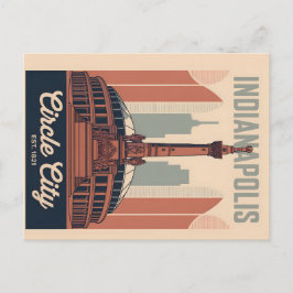 Vintage Indianapolis Indiana Retro Cityscape Art Feiertagspostkarte