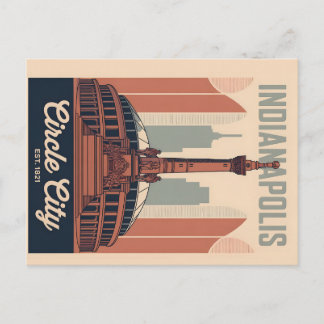 Vintage Indianapolis Indiana Retro Cityscape Art Feiertagspostkarte