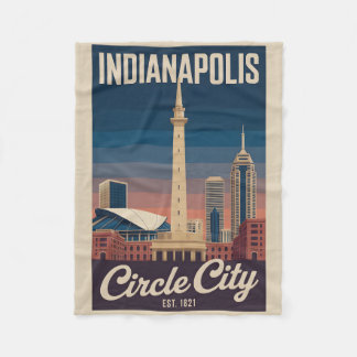 Vintage Indianapolis Indiana Retro Cityscape Trave Fleecedecke