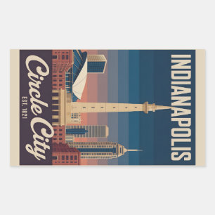 Vintage Indianapolis Indiana Retro-Stadtansicht Re Rechteckiger Aufkleber