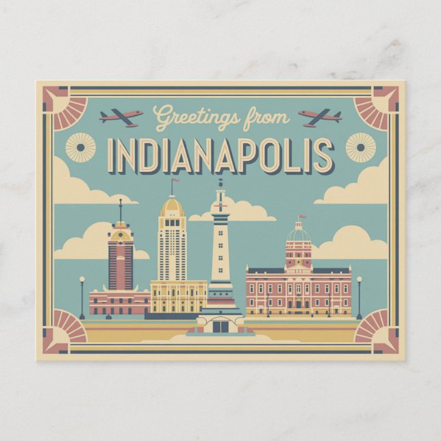 Vintage Indianapolis Postkarte | Grüße aus (Vorderseite)