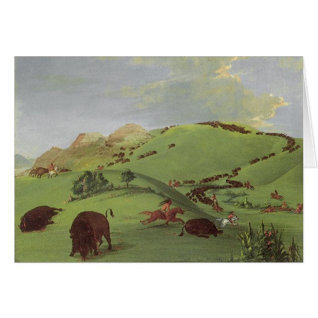 Vintage Indianer, Buffalo Chase von Catlin (Vorderseite (Horizontal))