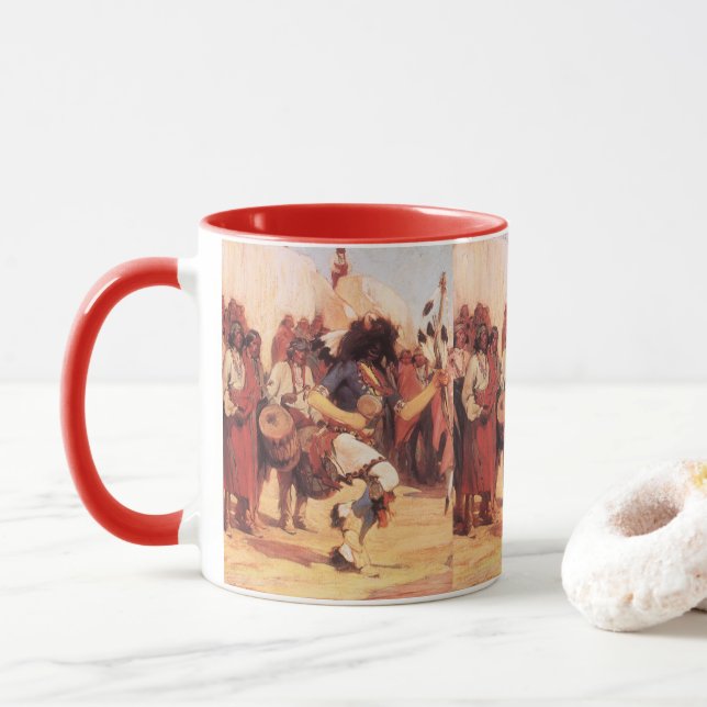 Vintage Indianer Buffalo Dancer von Cassidy Tasse (Mit Donut)