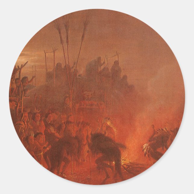 Vintage Indianer, Buffalo-Tanz von Wimar Runder Aufkleber (Vorderseite)