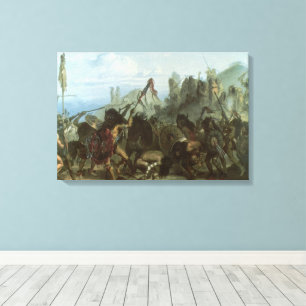Vintage-Indianer, Büffeltanz von Karl Bodmer Leinwanddruck