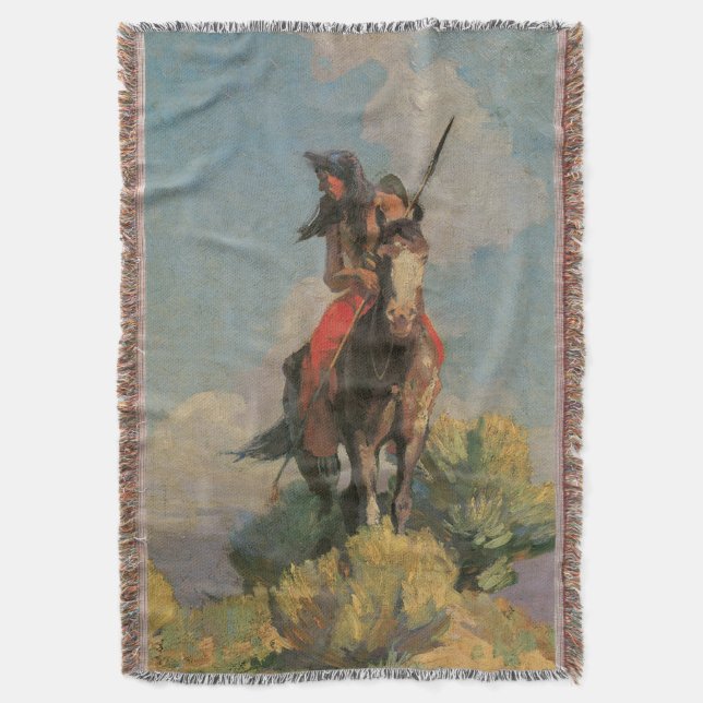 Vintage Indianer, Crow Outlier von Dunton Decke (Vorderseite Vertikal)