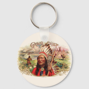 Vintage Indianer-Großer-Zigarrenschachtel Schlüsselanhänger