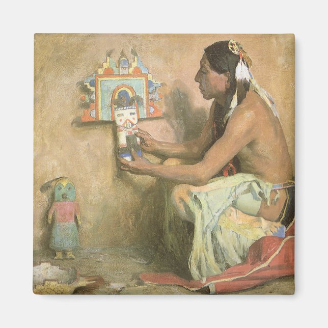 Vintage Indianer, Hopi Katchina von Couse Magnet (Vorne)