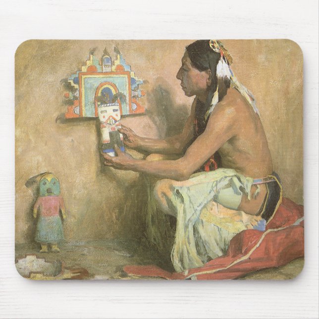 Vintage Indianer, Hopi Katchina von Couse Mousepad (Vorne)