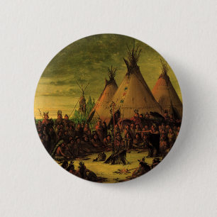 Vintage-Indianer, Sioux-Kriegsrat von Catlin Button