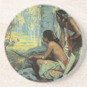 Vintage Indianer, Taos Truthahnjäger von Couse Sandstein Untersetzer