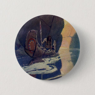 Vintage Indianerkanone Paddling Sun Classic Button