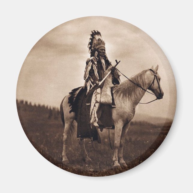 Vintage Indianerkriegsführer Magnet (Vorne)