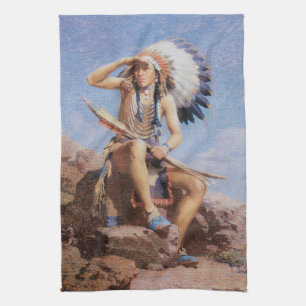 Vintage Indianischer Amerikanischer Ureinwohner, D Geschirrtuch
