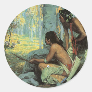 Vintage Indians, Taos Truthahnjäger von Couse Runder Aufkleber