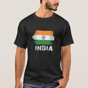Vintage Indien Flagge Indien Karte Sport Indien Bü T-Shirt