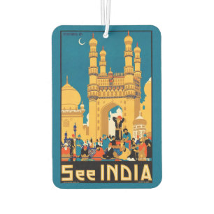 Vintage Indien Reiseplakat Luftverbesserer Autolufterfrischer