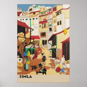 Vintage Indien Shimla Reiseplakat Simla Hill Poster