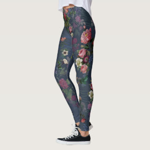 Vintage Indigo Magischer Botanischer Garten Leggings