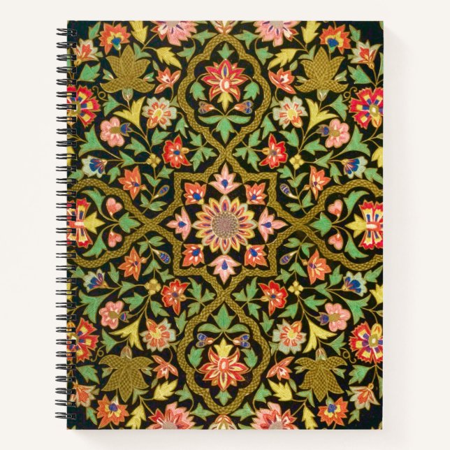 Vintage indische Blumenstickerei drucken Notizbuch (Vorderseite)