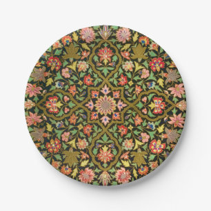 Vintage indische Blumenstickerei drucken Pappteller