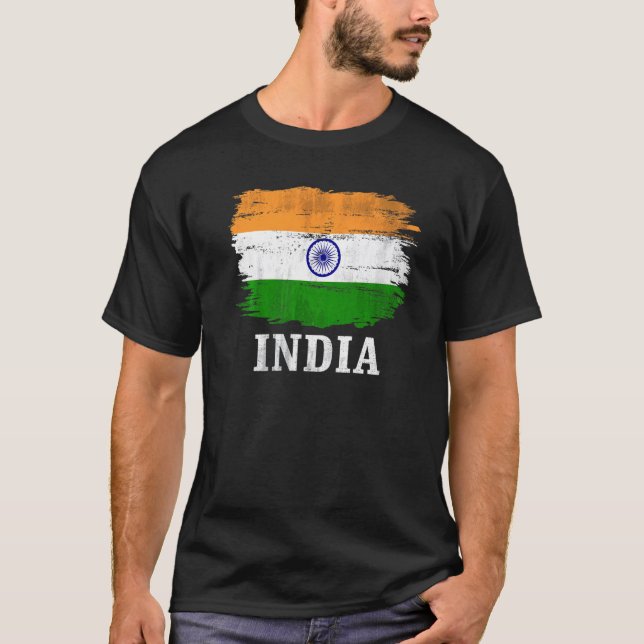 Vintage indische Flagge T-Shirt (Vorderseite)
