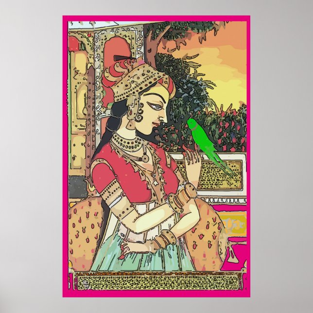 Vintage indische Frau, Moghul Art Poster (Vorne)